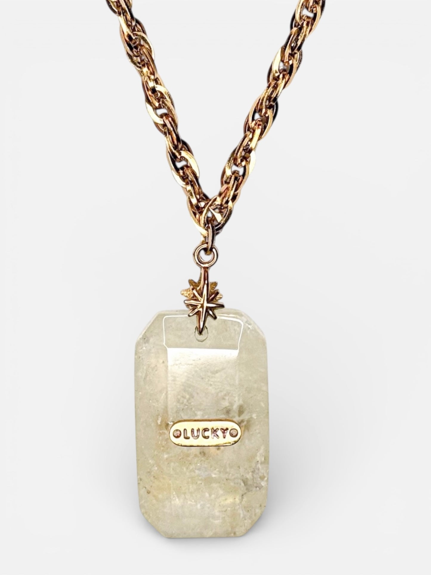 Sautoir Calamity en pierre naturelle de Prehnite vert translucide Bingo Club
