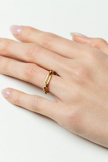 Bague chanceuse doré plaque lucky Bingo club