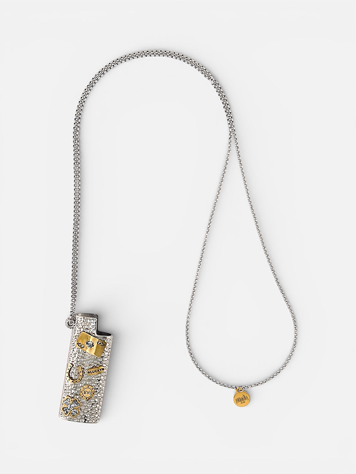 Collier cache-briquet High Roller argenté et grigris dorés Bingo Club