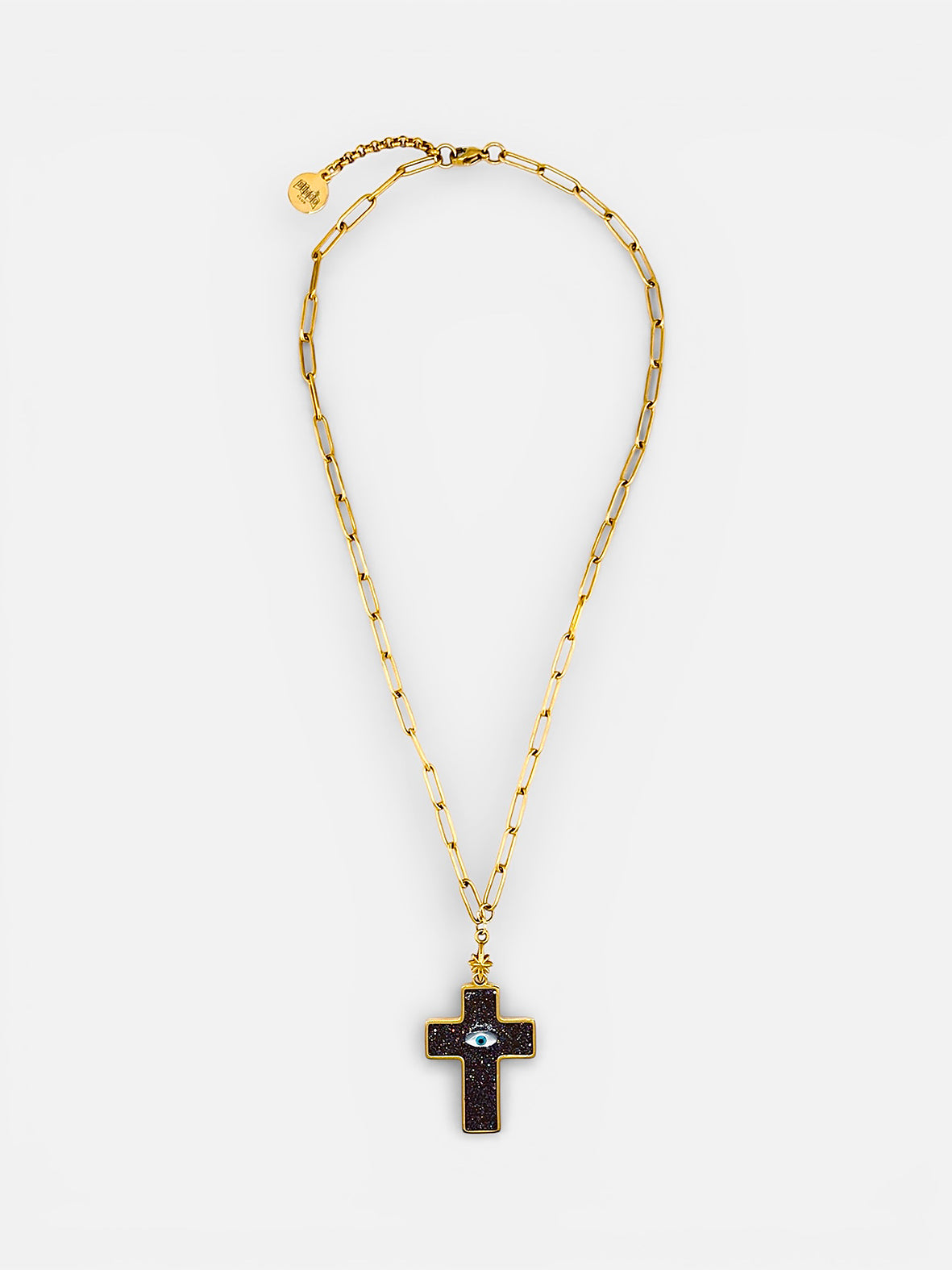 Collier talisman L'Oracle Noir Profond Bingo Club médaille mystique intense