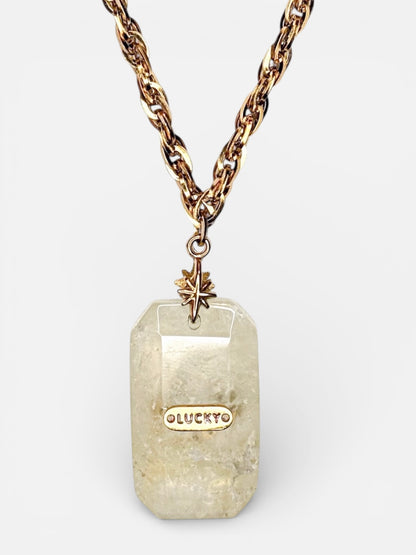 Sautoir Calamity en pierre naturelle de Prehnite vert translucide Bingo Club