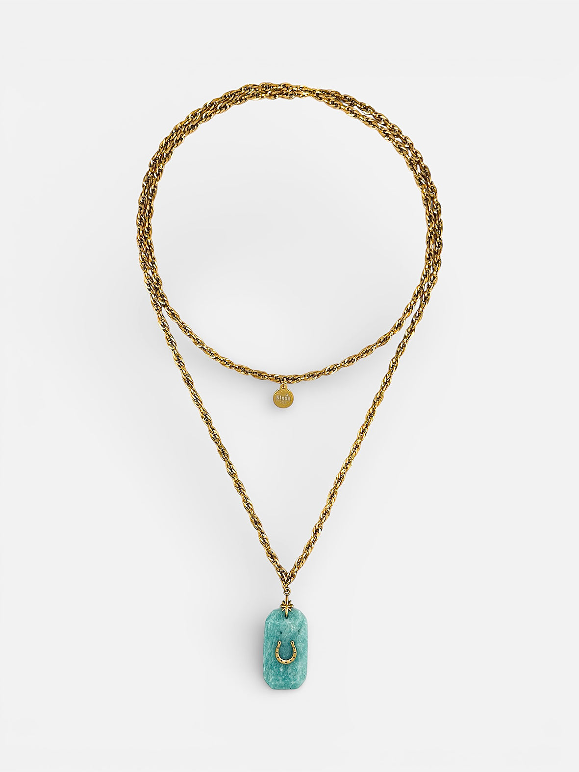 Sautoir Calamity en pierre naturelle Amazonite bleu lagon Bingo Club