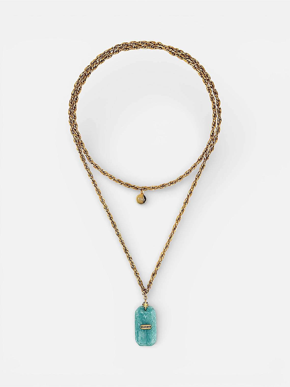 Sautoir Calamity en pierre naturelle Amazonite bleu lagon Bingo Club lucky