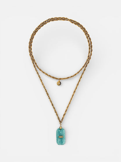 Sautoir Calamity en pierre naturelle Amazonite bleu lagon Bingo Club lucky