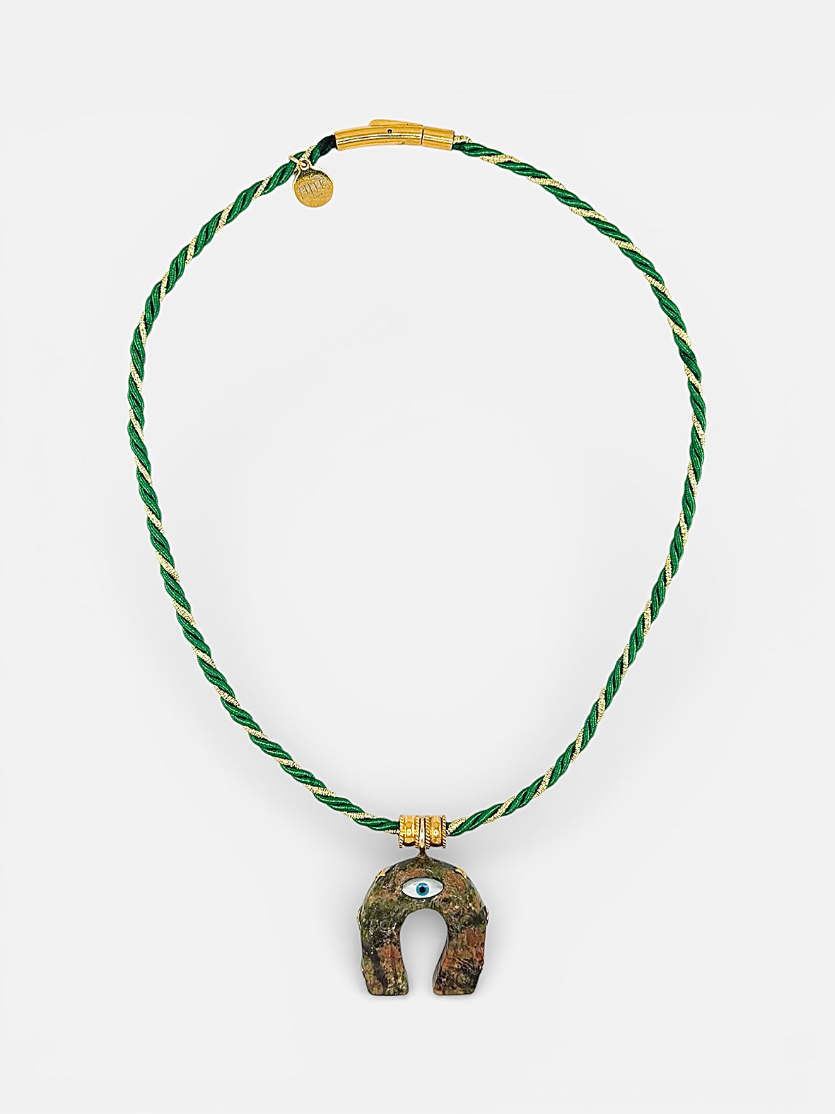 Collier Le Vegas Unakite pierre naturelle verte et rose Bingo Club