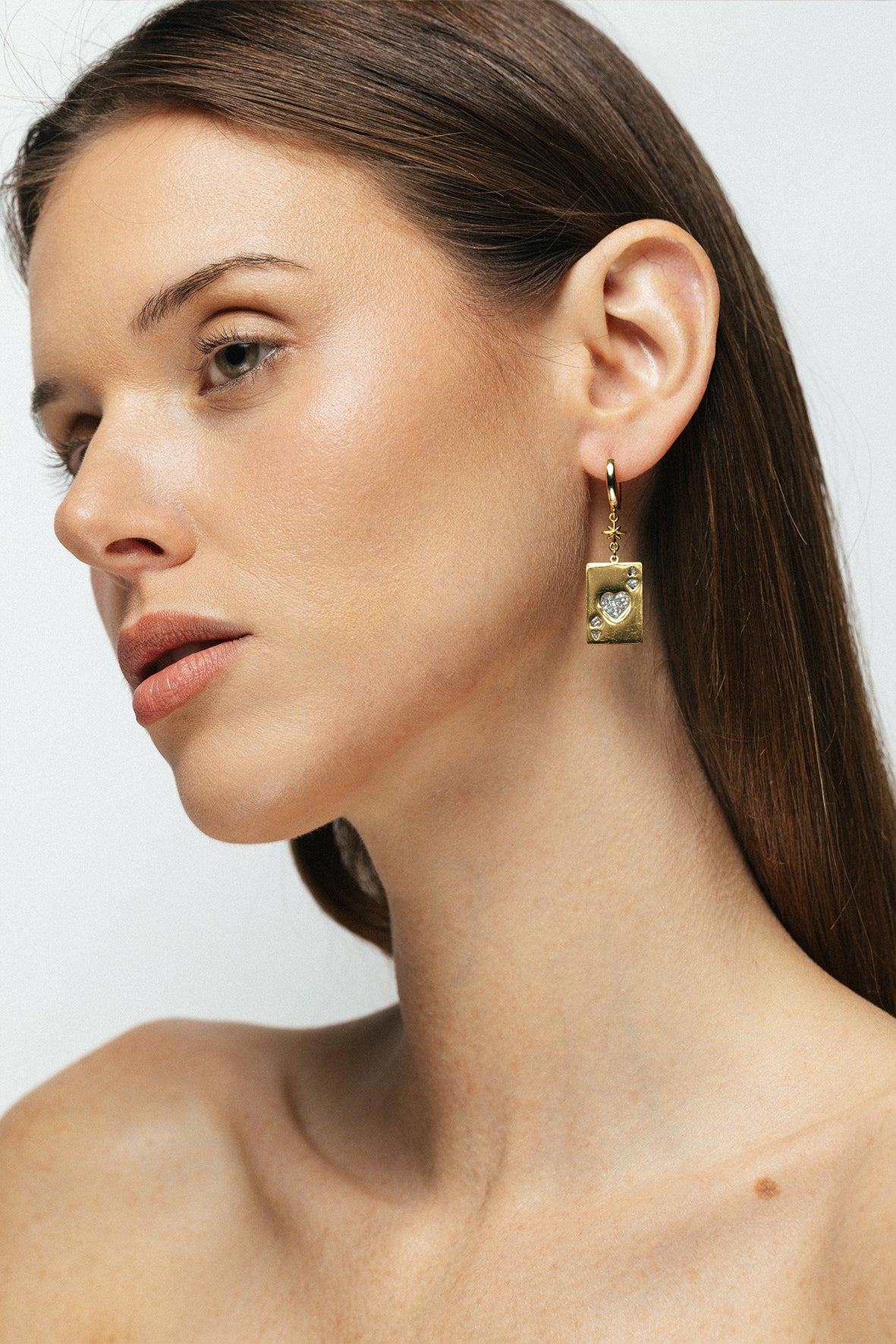 boucle d'oreille as de coeur email argenté